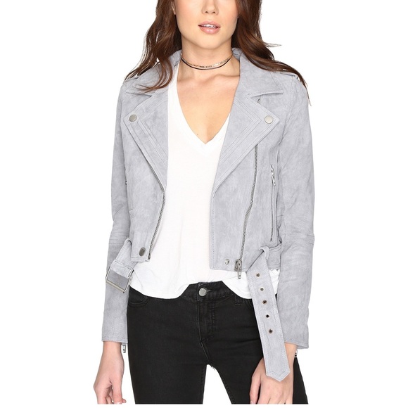 Blank NYC Suede Moto Jacket in Cloud Grey - Picture 1 of 6